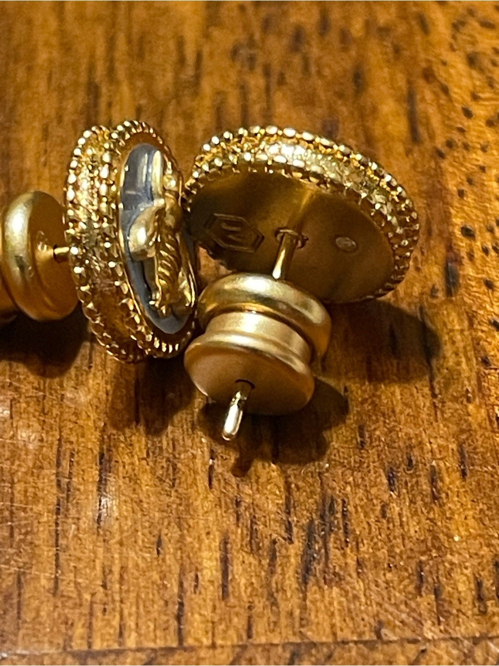 Julie Vos Gold Bee Stud Earrings with Light Blue Enamel - Picture 2 of 5